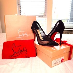 2021 Christian Louboutin Black Mesh Velour Heels | Sexy Red Bottoms | Date Night
